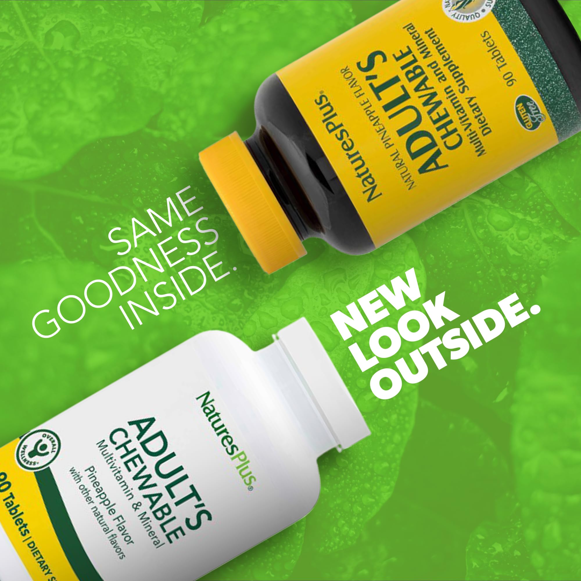 NaturesPlus masticables piña, tableta en primer plano para bienestar diario