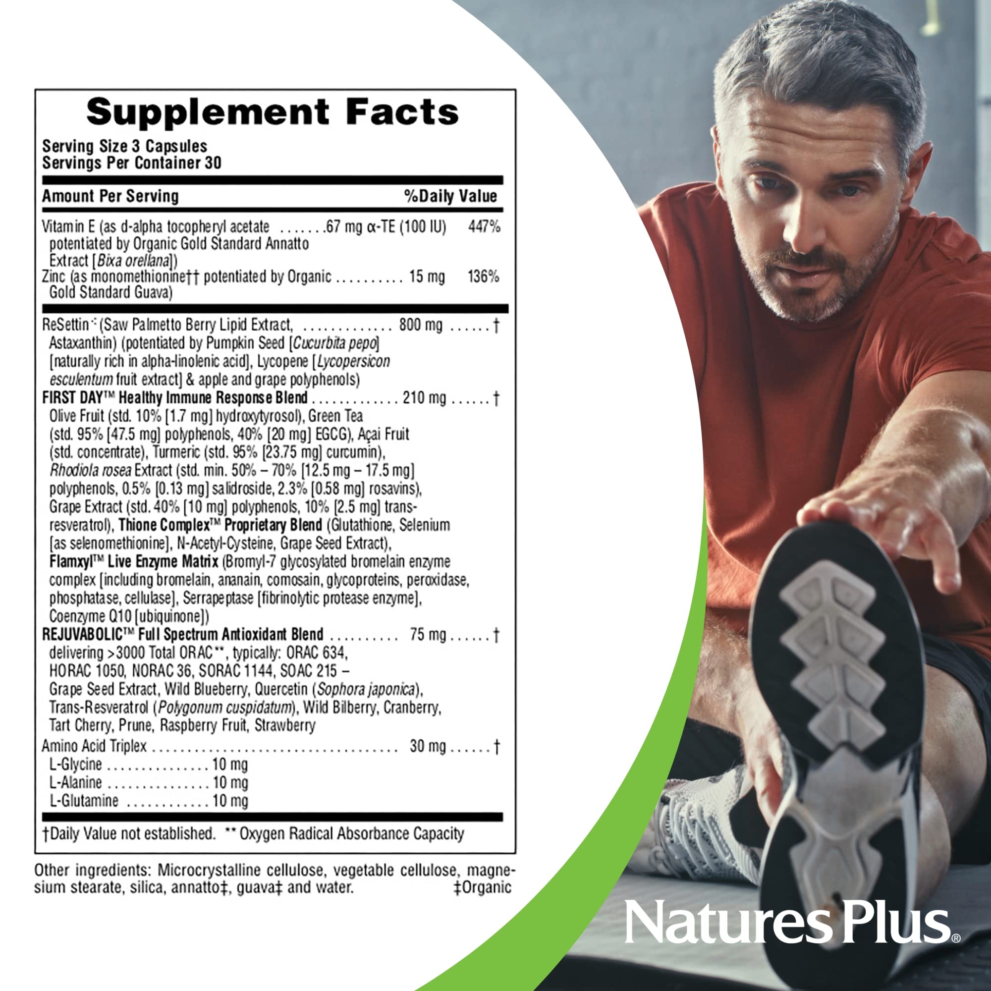 NaturesPlus AgeLoss Prostate Support: cápsulas en mano para dosis diaria