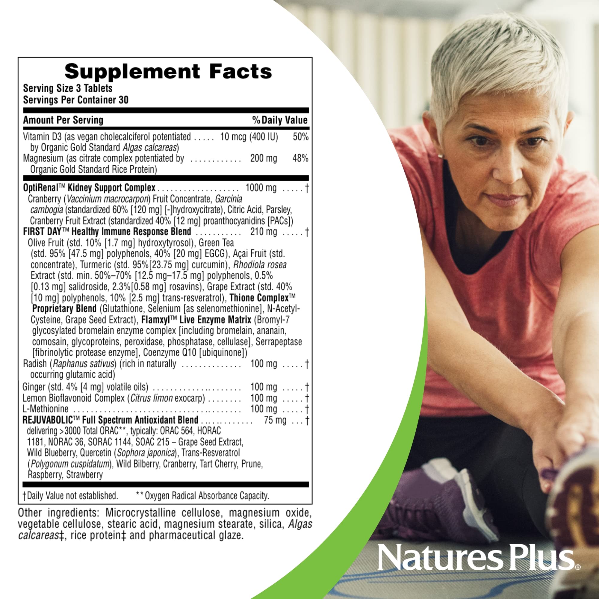 NaturesPlus AgeLoss Vitamina D3 y Magnesio – apoyo mineral para riñones