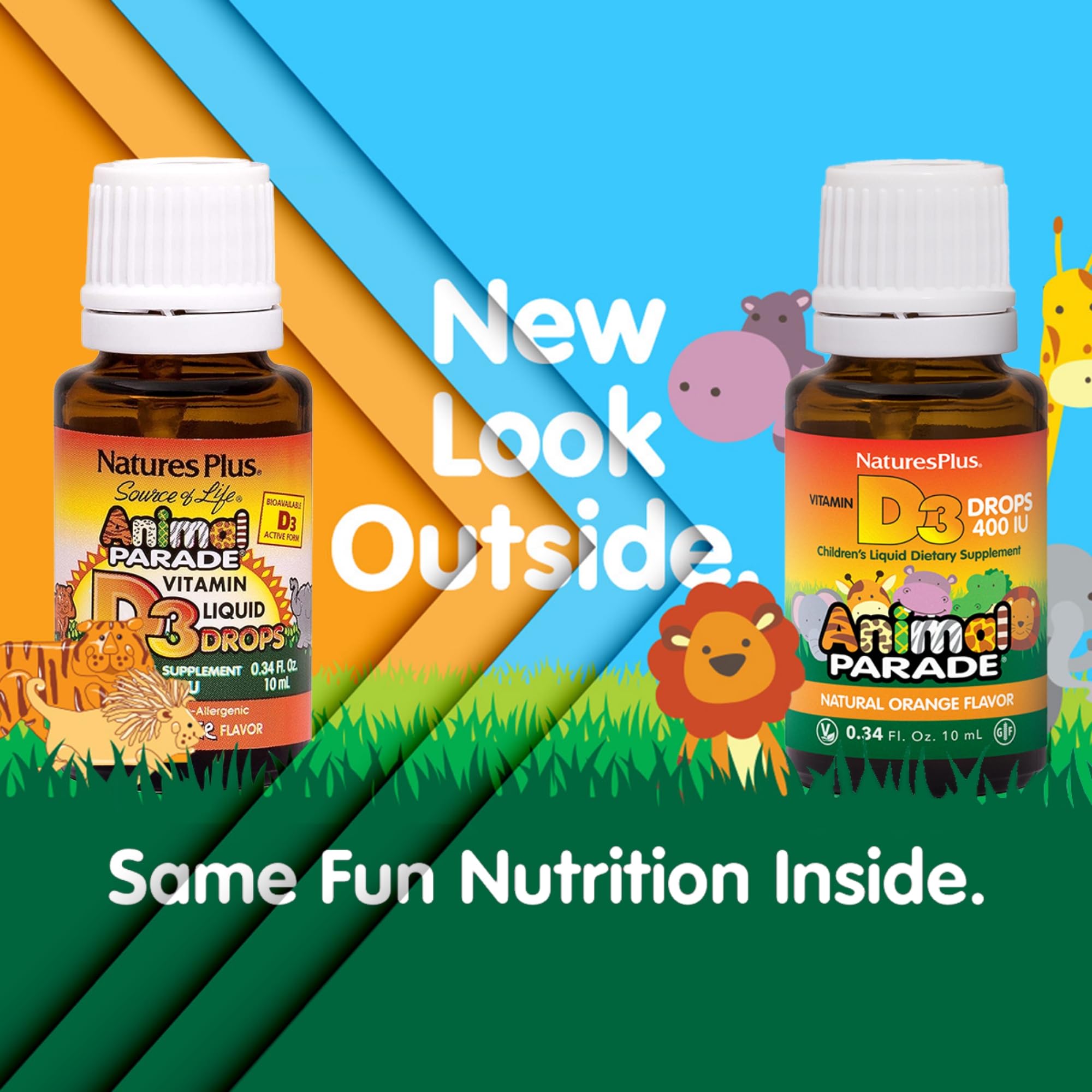 Botella de 10 ml de Animal Parade D3 para niños, fácil dosificación