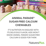 NaturesPlus Animal Parade, calcio sin azúcar endulzado con xilitol para niños.