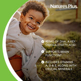 NaturesPlus Animal Parade DHA vegetariano a base de algas, apto para vegetarianos.