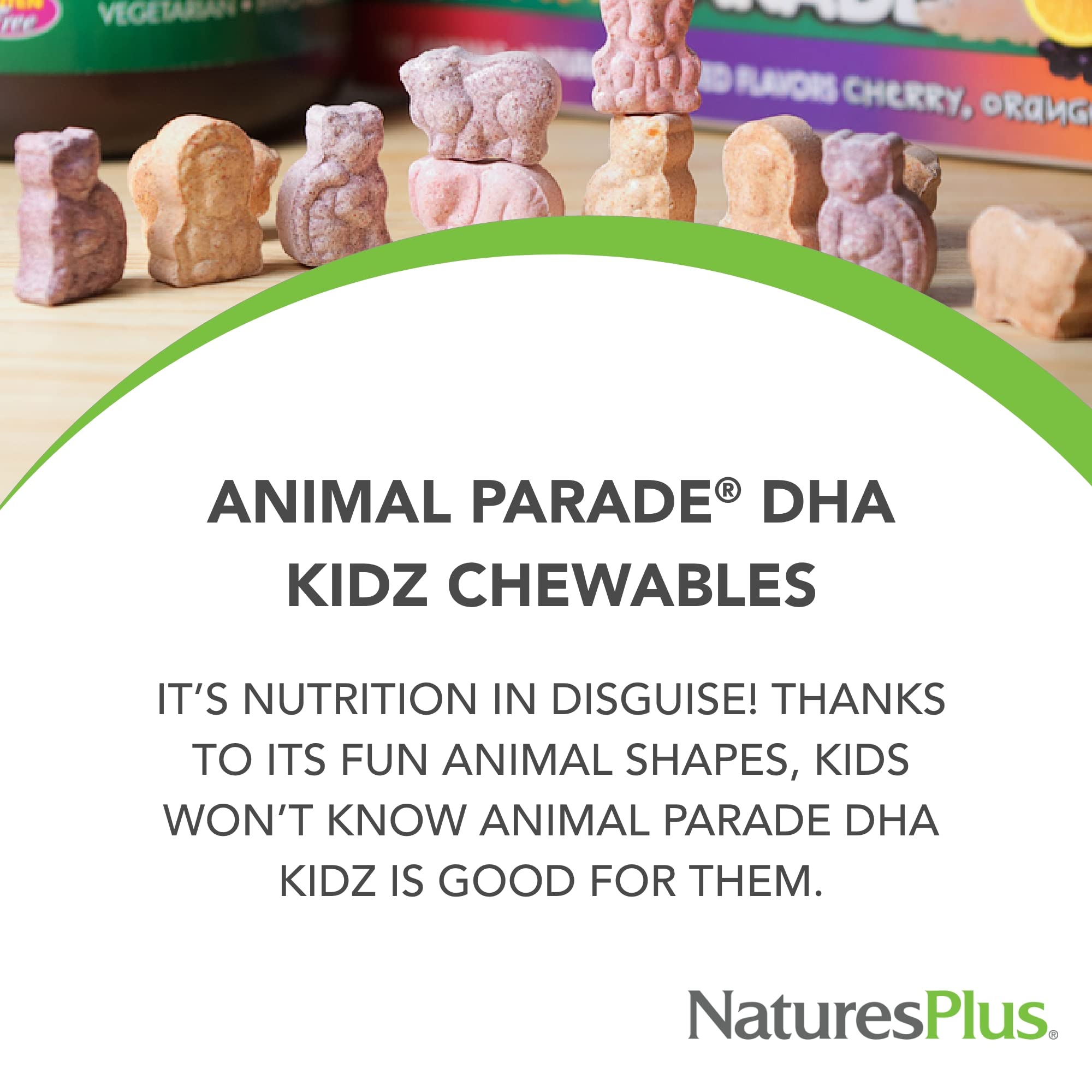 NaturesPlus Animal Parade DHA con EFAsorb para mejor absorción.