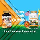 NaturesPlus Animal Parade envase de 120 tabletas, práctico para la rutina infantil.