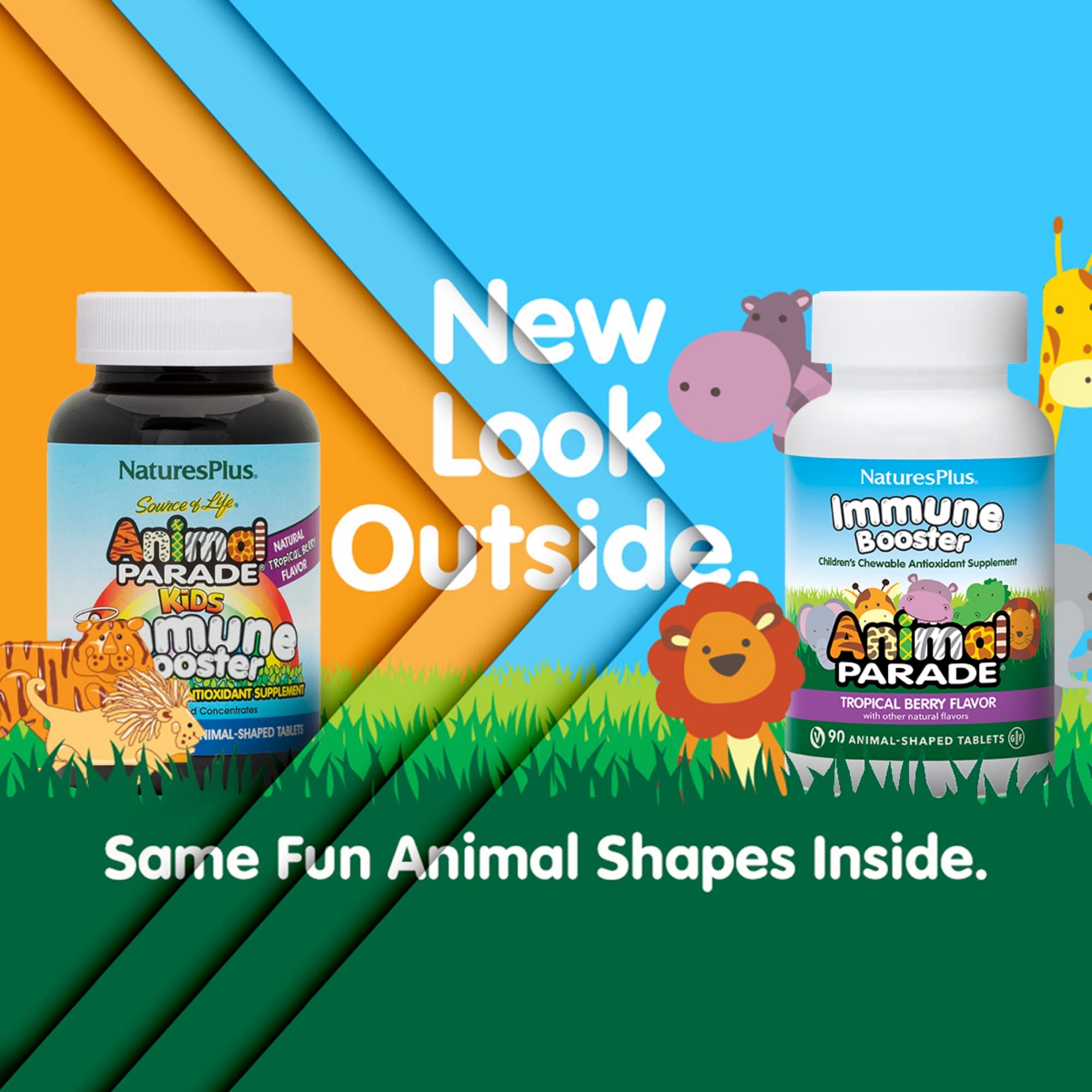 NaturesPlus Animal Parade tabletas con forma de animal, sabor agradable