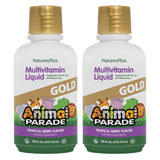 NaturesPlus Animal Parade Gold en botella, sabor tropical, multivitamínico para niños