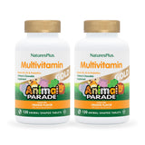 NaturesPlus Animal Parade Gold: comprimidos masticables naranja para niños y sabor agradable.