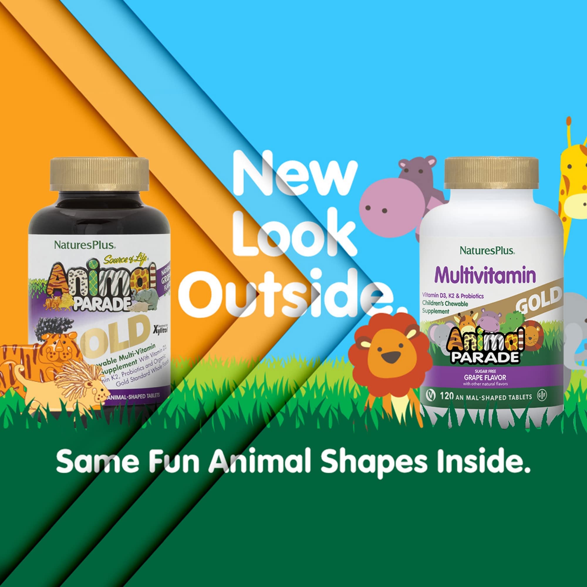 NaturesPlus Animal Parade Gold pack 2 envases para familias ocupadas
