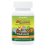 NaturesPlus Animal Parade KidGreenz, botella tropical, sabor agradable para niños activos.