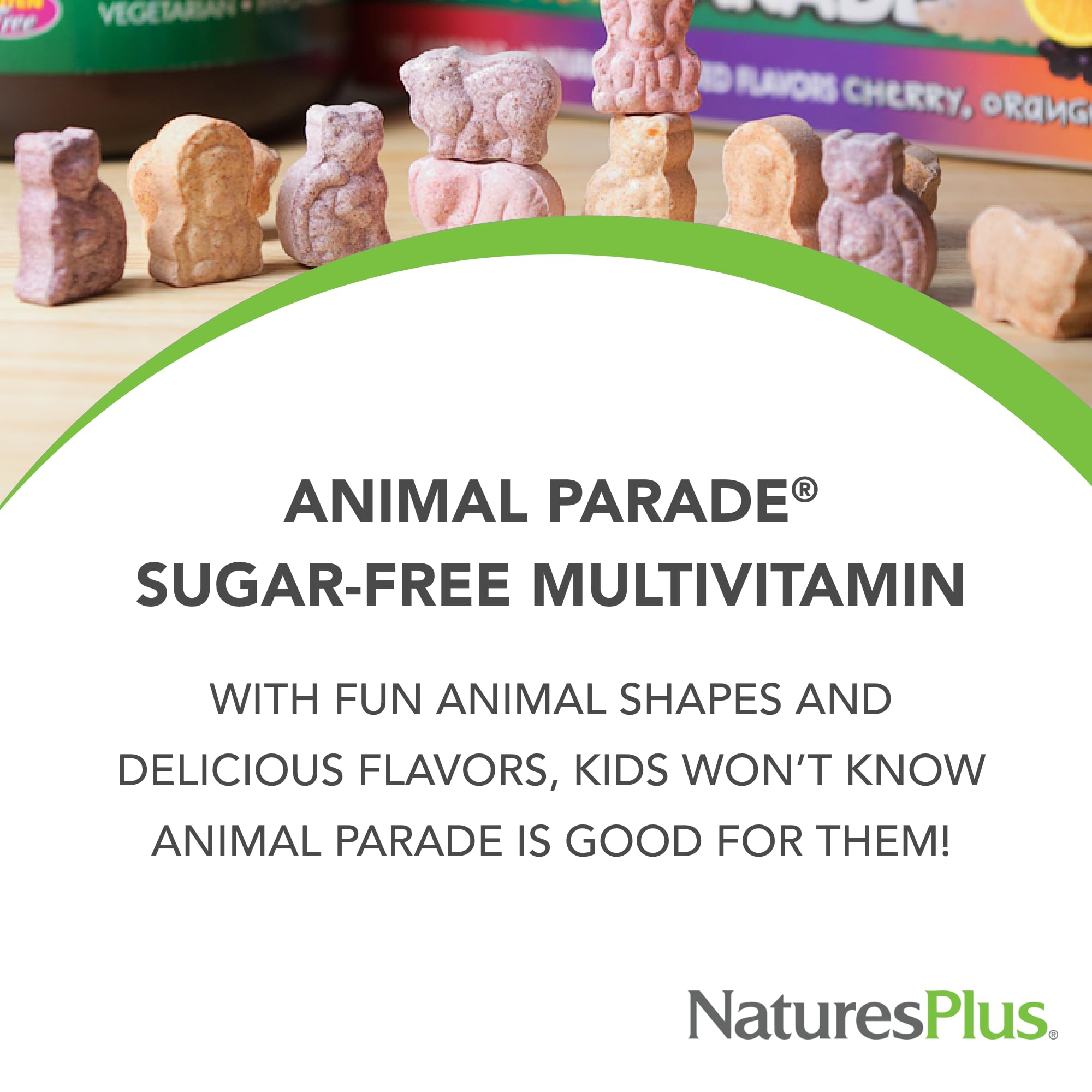 NaturesPlus Animal Parade: sabor cereza natural para niños.