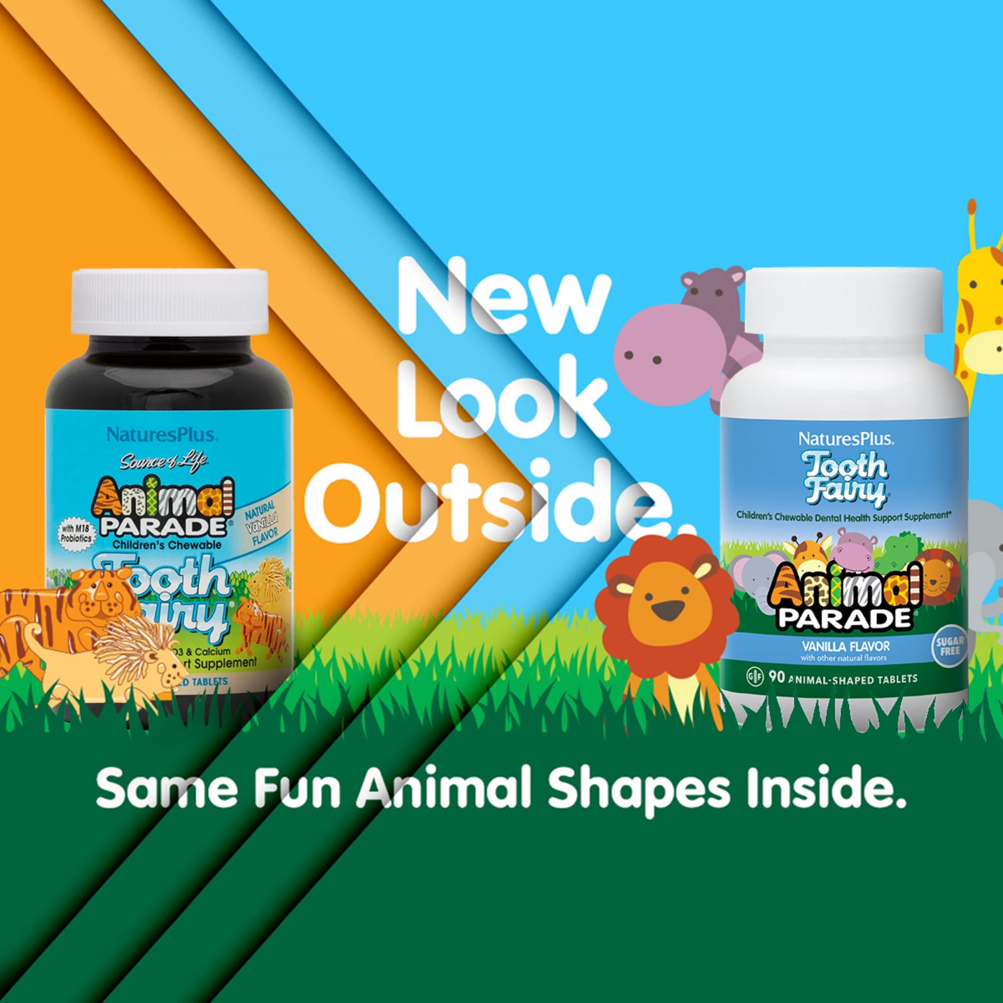 Tabletas en forma de animales para niños, sabor vainilla