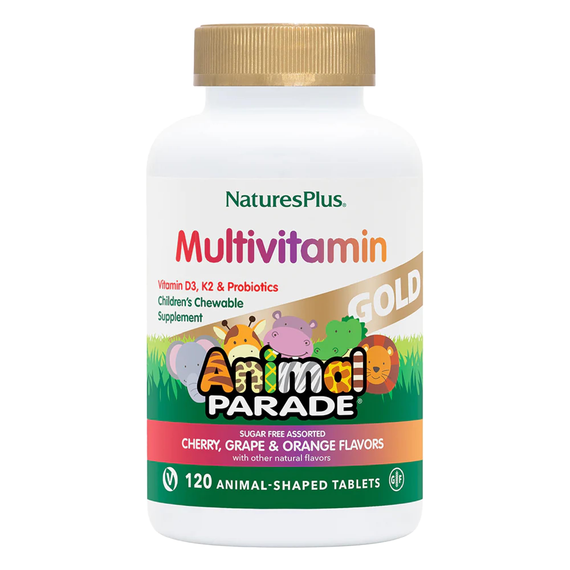 NaturesPlus Animal Parade, tabletas masticables con forma de animal y sabores naturales