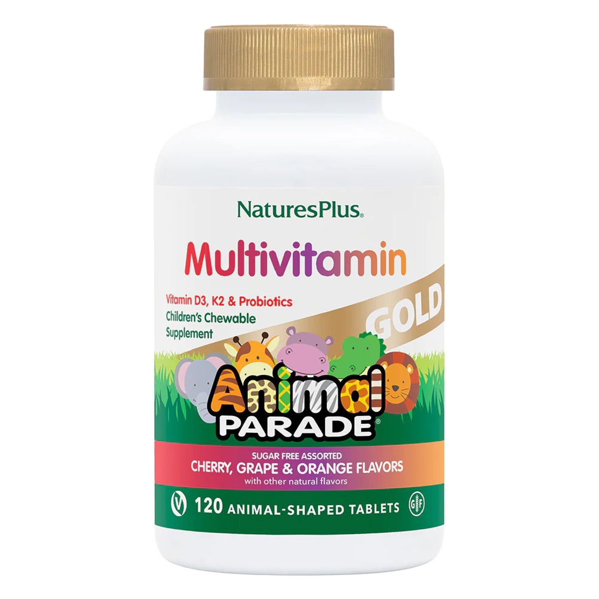 NaturesPlus Animal Parade, tabletas masticables con forma de animal y sabores naturales