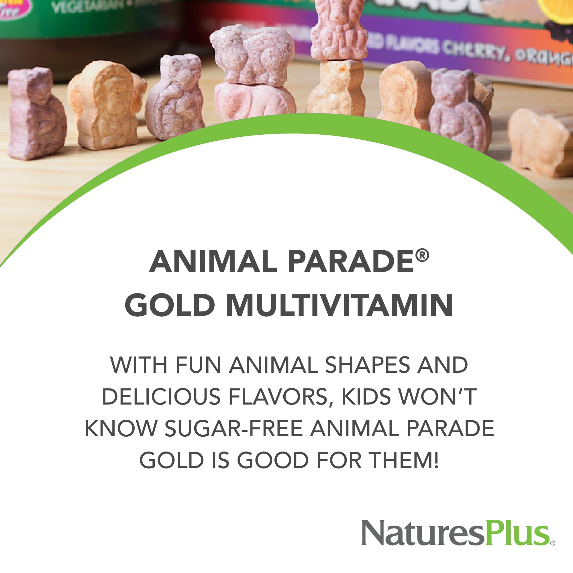 NaturesPlus Animal Parade tabletas masticables sabor uva con sabor natural