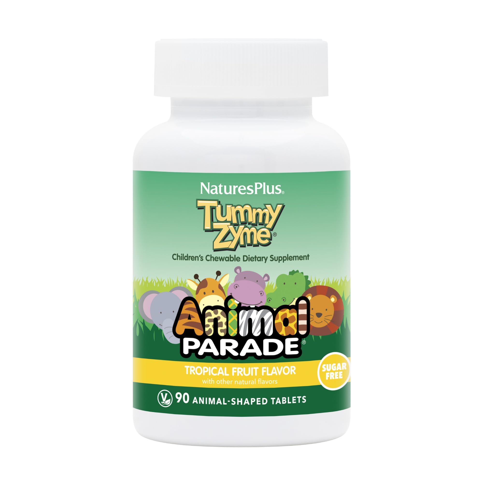 NaturesPlus Animal Parade Tummy Zyme: tabletas en forma de animal para apoyar la digestión infantil.