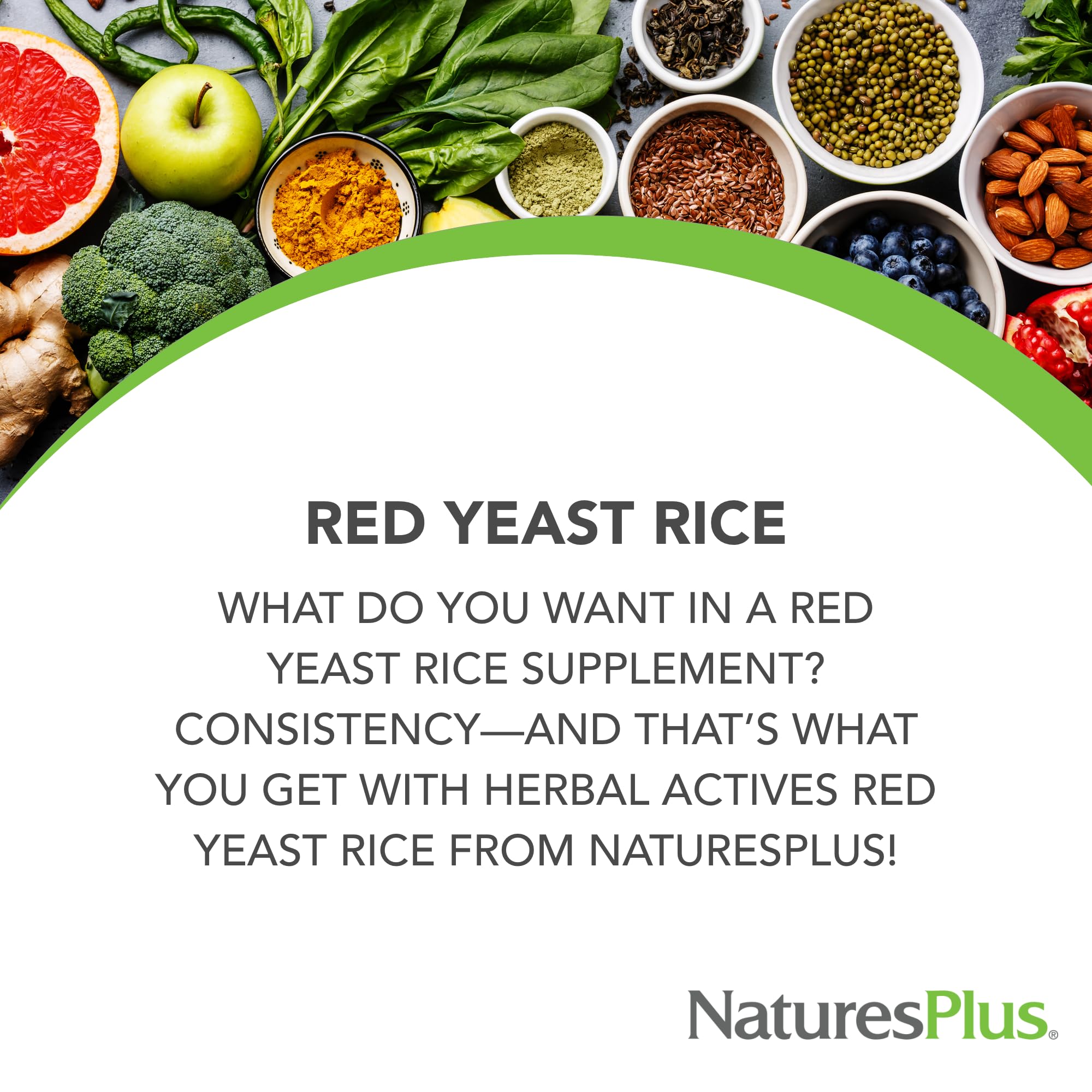 NaturesPlus Arroz de Levadura Roja, cápsulas, opción vegetariana diaria.
