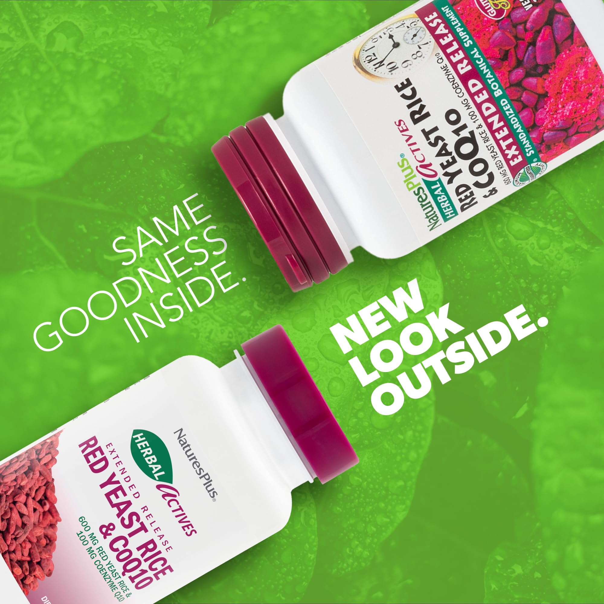 Etiqueta de NaturesPlus Herbal Actives muestra Coenzima Q10 para apoyo diario