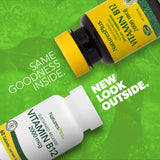 NaturesPlus B12 2000 mcg, etiqueta detalle, muestra absorción mejorada.