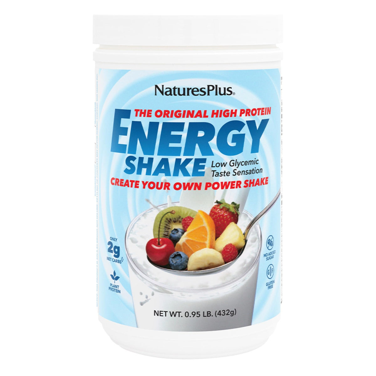 NaturesPlus Batido Energia en bote base de plantas, proteina vegetal para energia sostenida