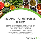 Tabletas NaturesPlus betaína hidrocloruro 600 mg, uso diario conveniente