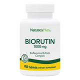 NaturesPlus Biorutin frente de la botella con tabletas, posible apoyo a la circulación diaria