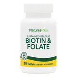 NaturesPlus Biotina y Ácido fólico: tabletas de liberación lenta para cabello sano y uñas fuertes