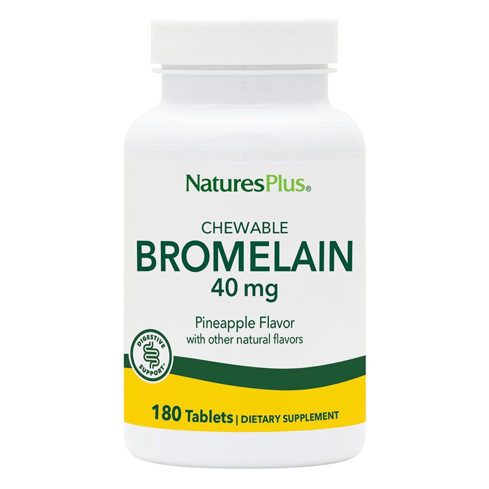 NaturesPlus Bromelina masticables, empaque nuevo para uso diario.