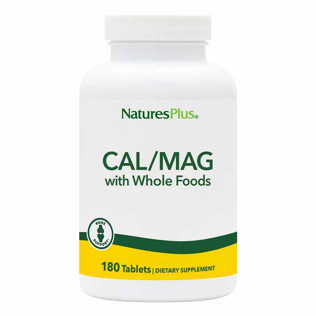 NaturesPlus calcio-magnesio 500/250 mg, tableta vegetariana para huesos fuertes