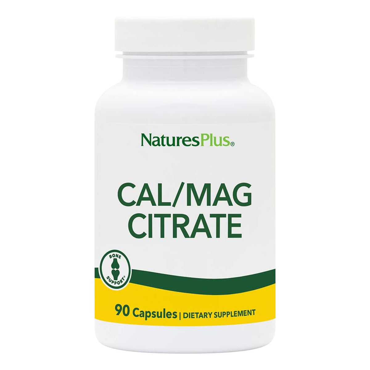 NaturesPlus Calcio-Magnesio Citrato en frasco, cápsulas suaves para apoyo muscular.