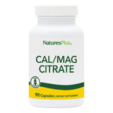 NaturesPlus Calcio-Magnesio Citrato en frasco, cápsulas suaves para apoyo muscular.