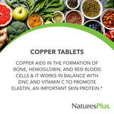 NaturesPlus Copper 3 mg, caja libre de gluten para dietas sensibles.