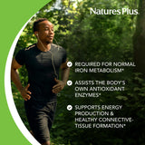 NaturesPlus Copper 3 mg, detalle de tableta, tamaño cómodo para tomar.