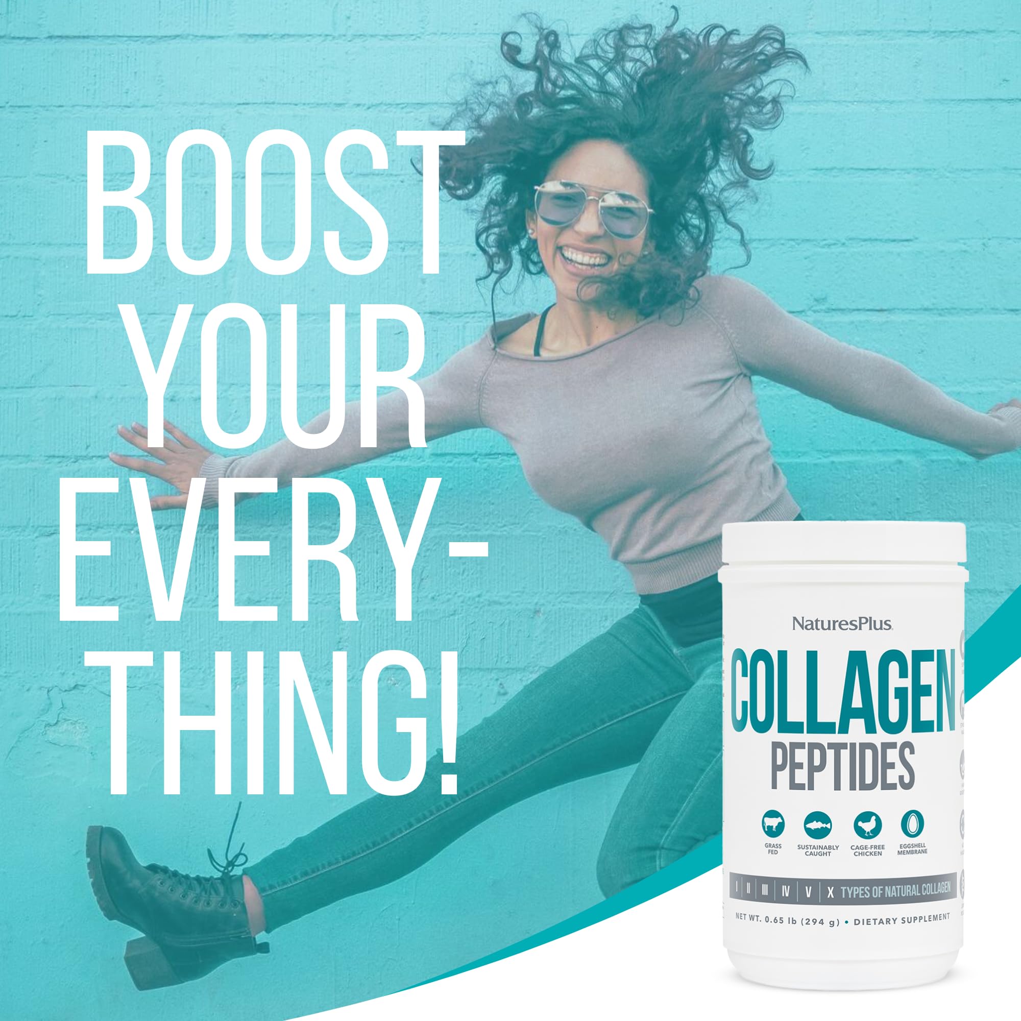 Nature's Plus Collagen Peptides: etiqueta legible con detalles del producto.