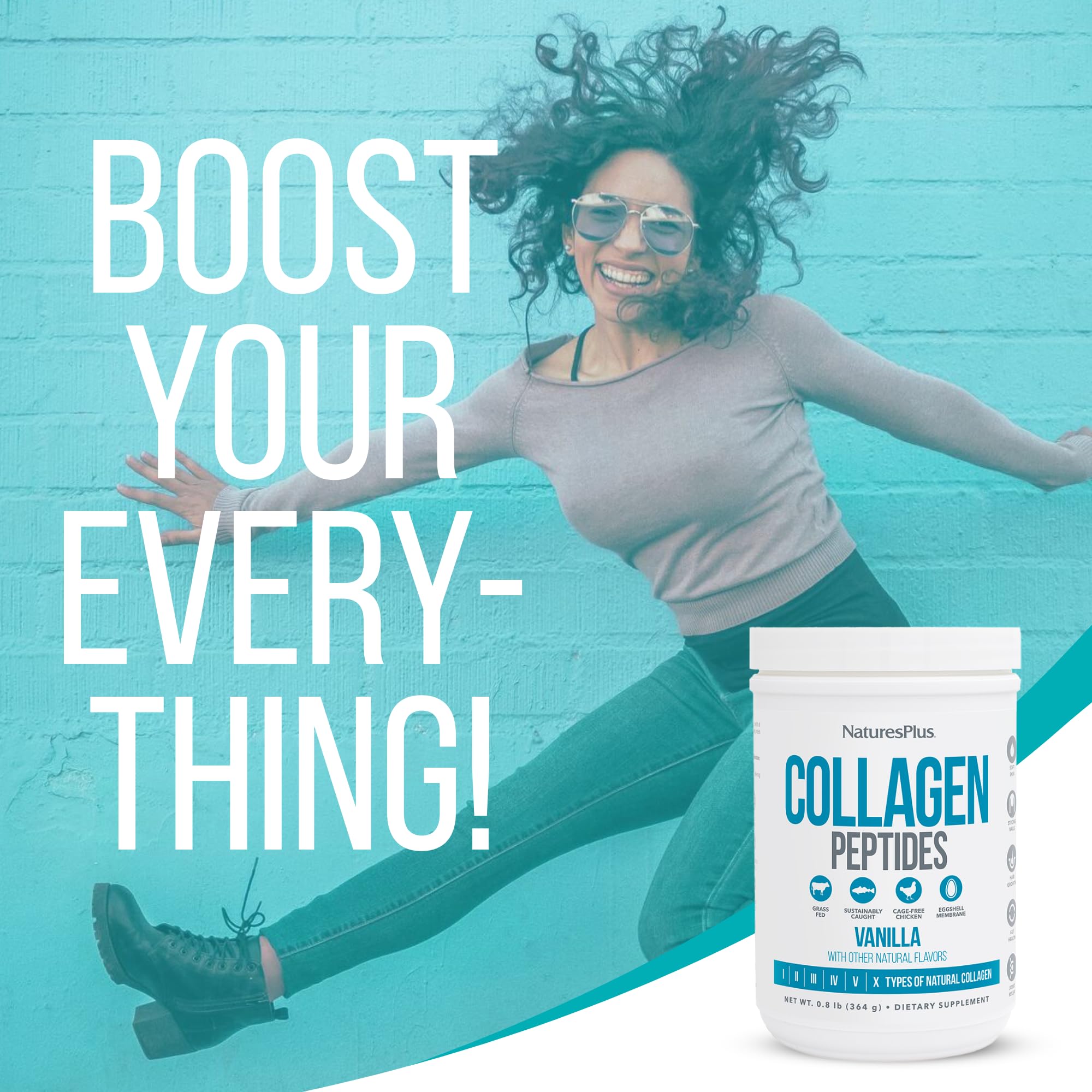 NaturesPlus Colágeno en Péptidos Vainilla etiqueta nutricional clara