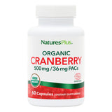 NaturesPlus Cranberry 500 mg: botella con cápsulas para uso diario.