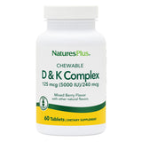 NaturesPlus D y K Complex: gomitas frambuesa, sabor agradable y apoyo al metabolismo del calcio.