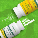 Envase de NaturesPlus Vitamina B12 1000 mcg, 30 porciones, práctico para diario.
