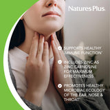Etiqueta NaturesPlus con K12, probiótico para salud bucal y garganta.