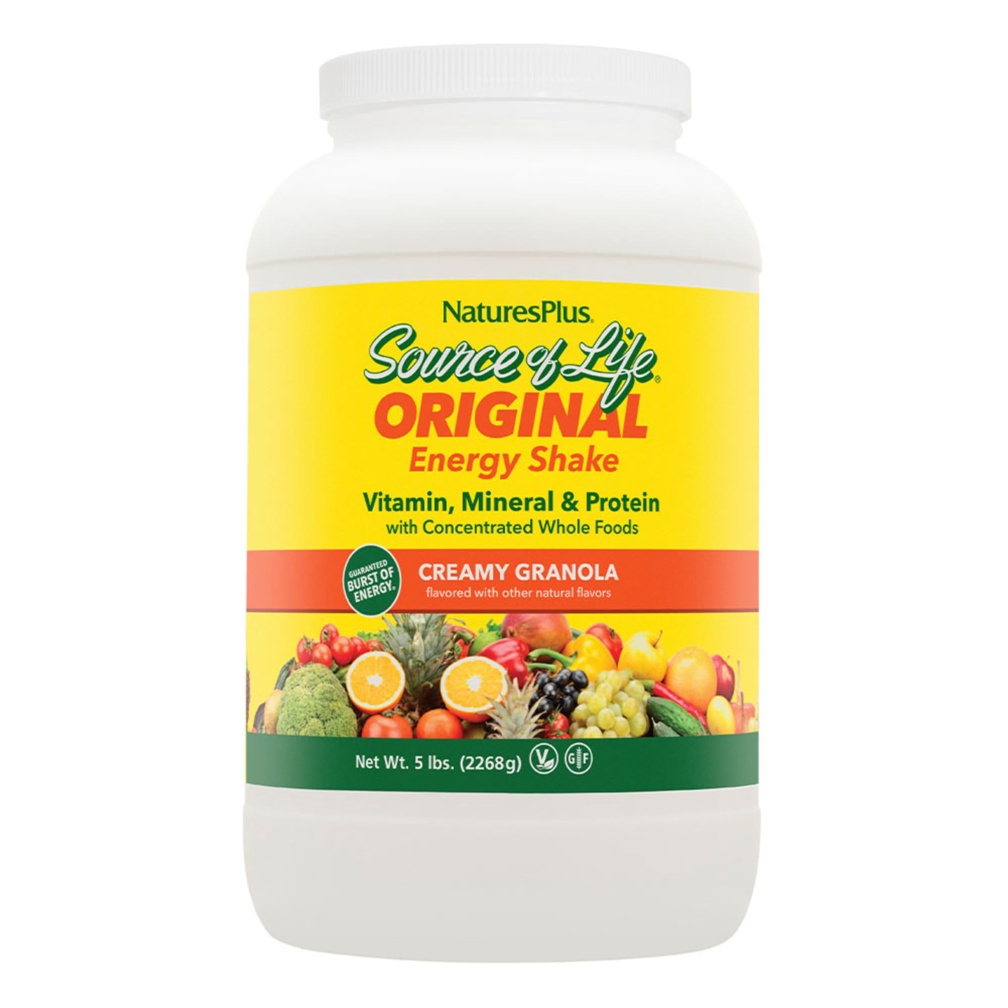 NaturesPlus Fuente de Vida Energía Batido, botella para un impulso de energía diario.