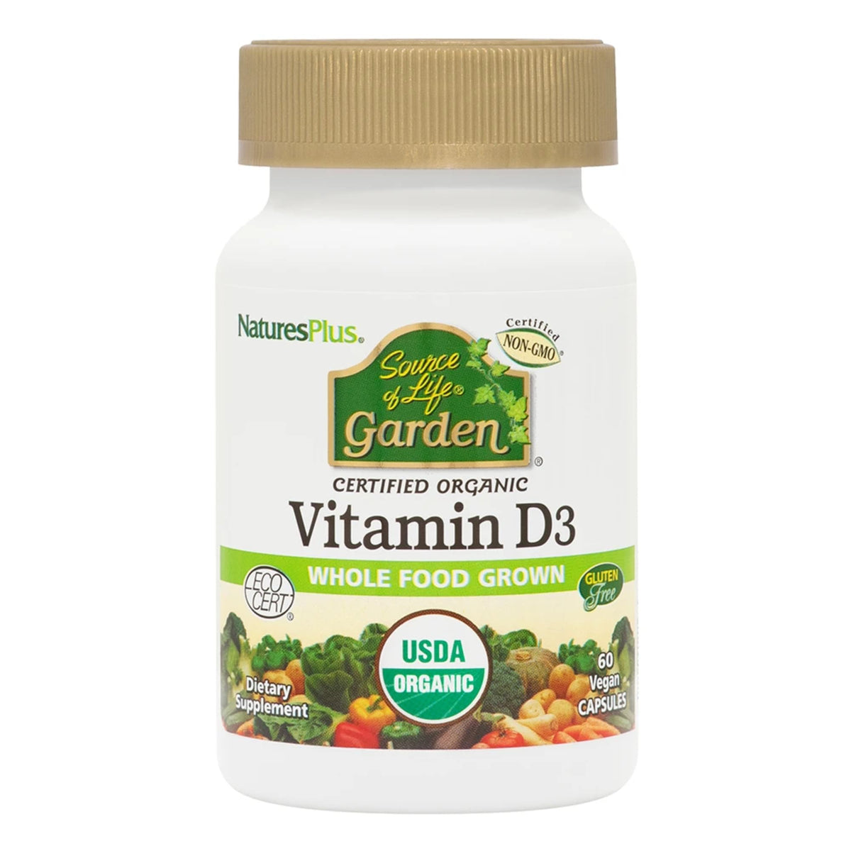 NaturesPlus Fuente de Vida Jardín D3 cápsulas para apoyo diario del sistema inmune