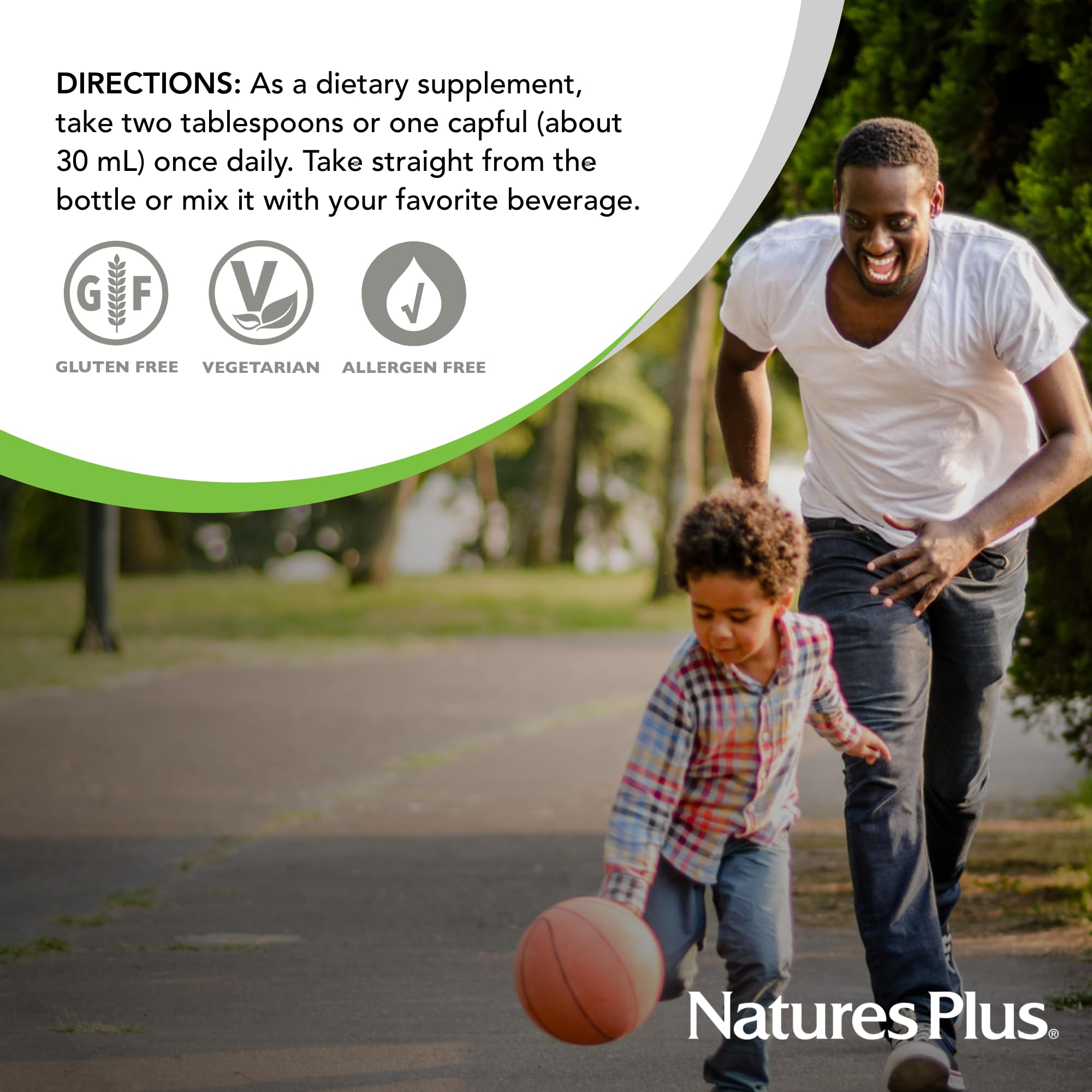 NaturesPlus Fuente de Vida Oro líquido preparación en la cocina, ideal para la rutina matutina