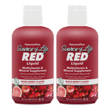 NaturesPlus Source of Life RED, botella de líquido multivitamínico para energía diaria.