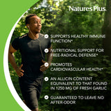 NaturesPlus Garlite: formato vegetariano y sin gluten para estilo de vida activo.