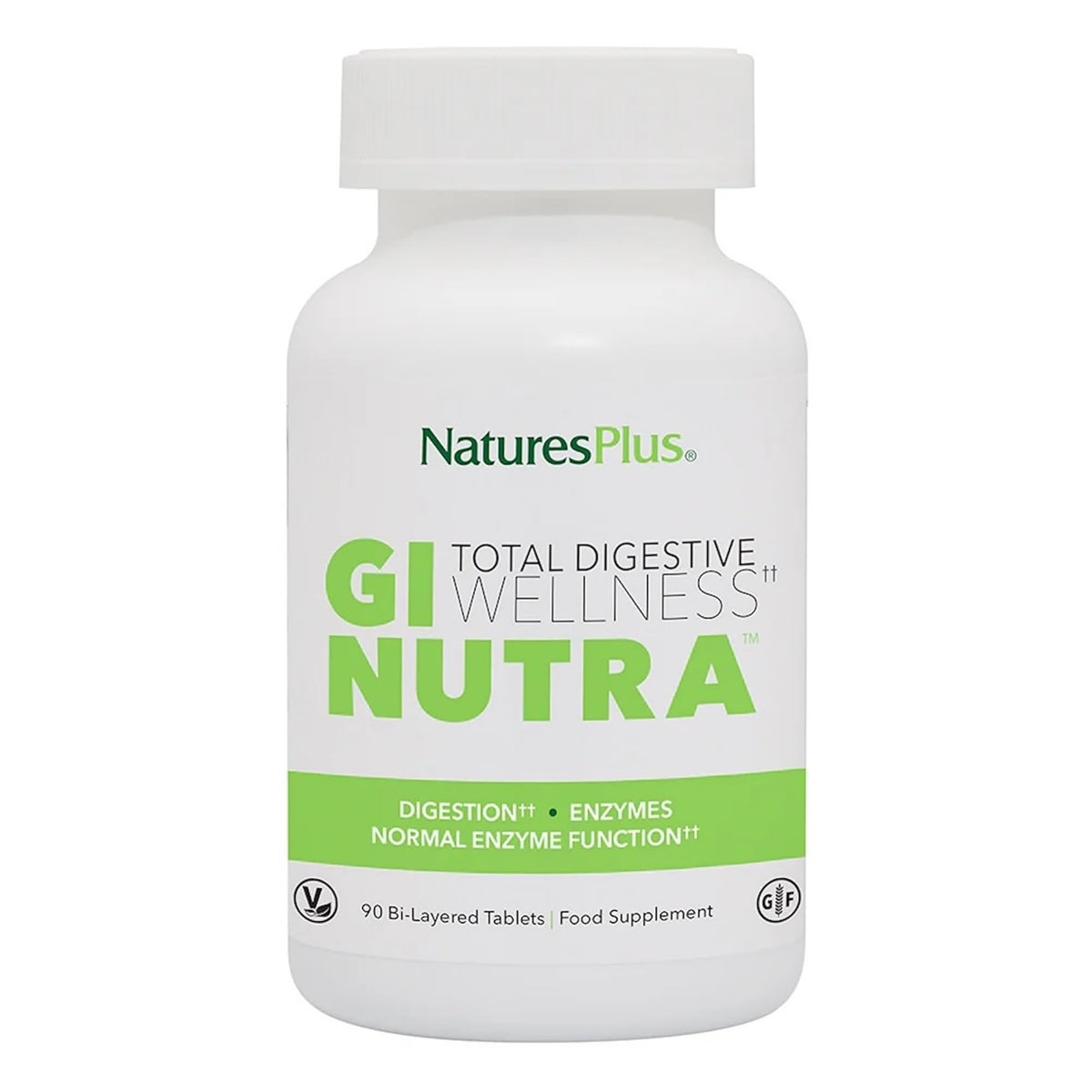 NaturesPlus GI Natural: botella de doble capa para soporte digestivo diario.