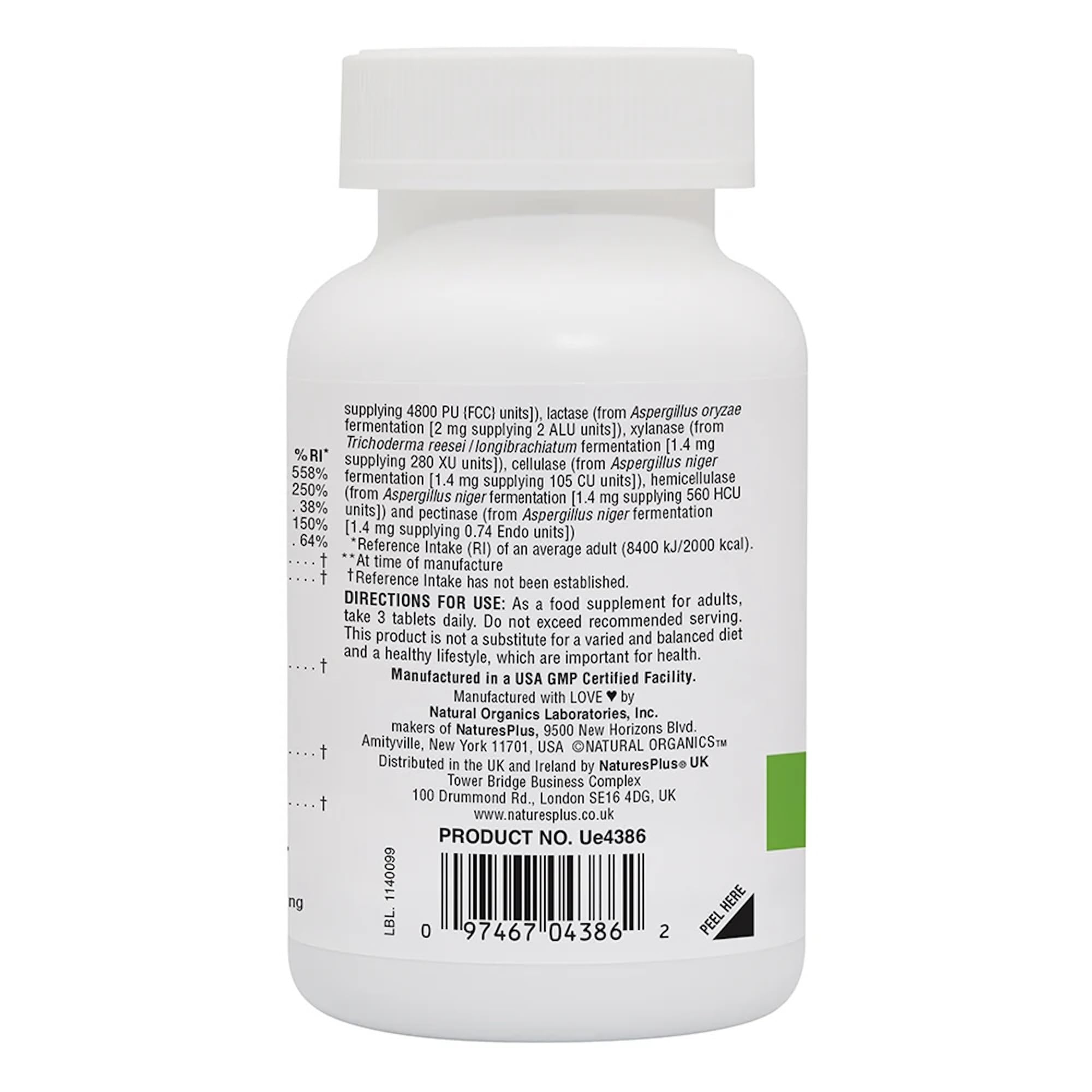 NaturesPlus GI Natural: envase libre de gluten para dietas.