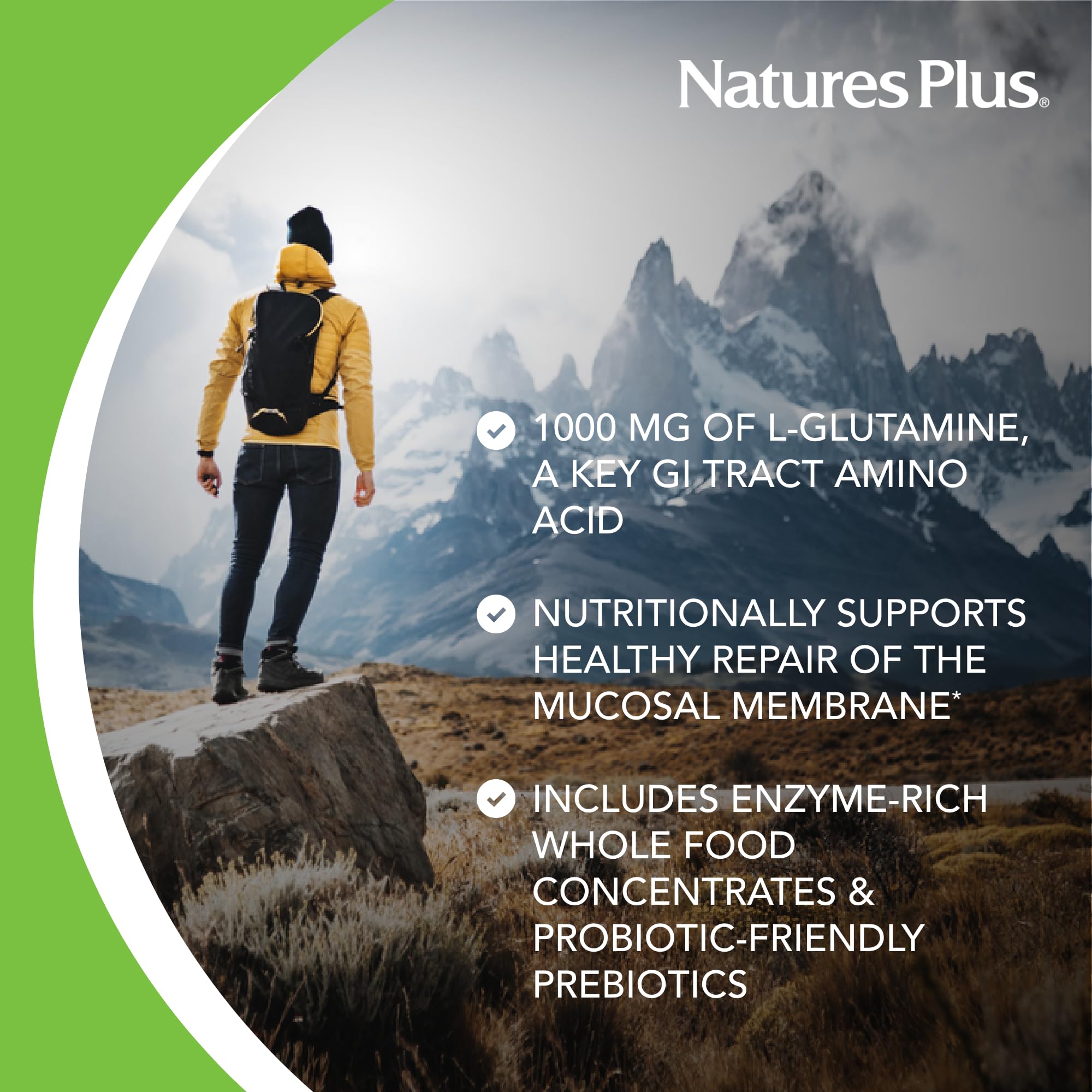 NaturesPlus GI Natural L-Glutamina para apoyo estructural del tracto intestinal.