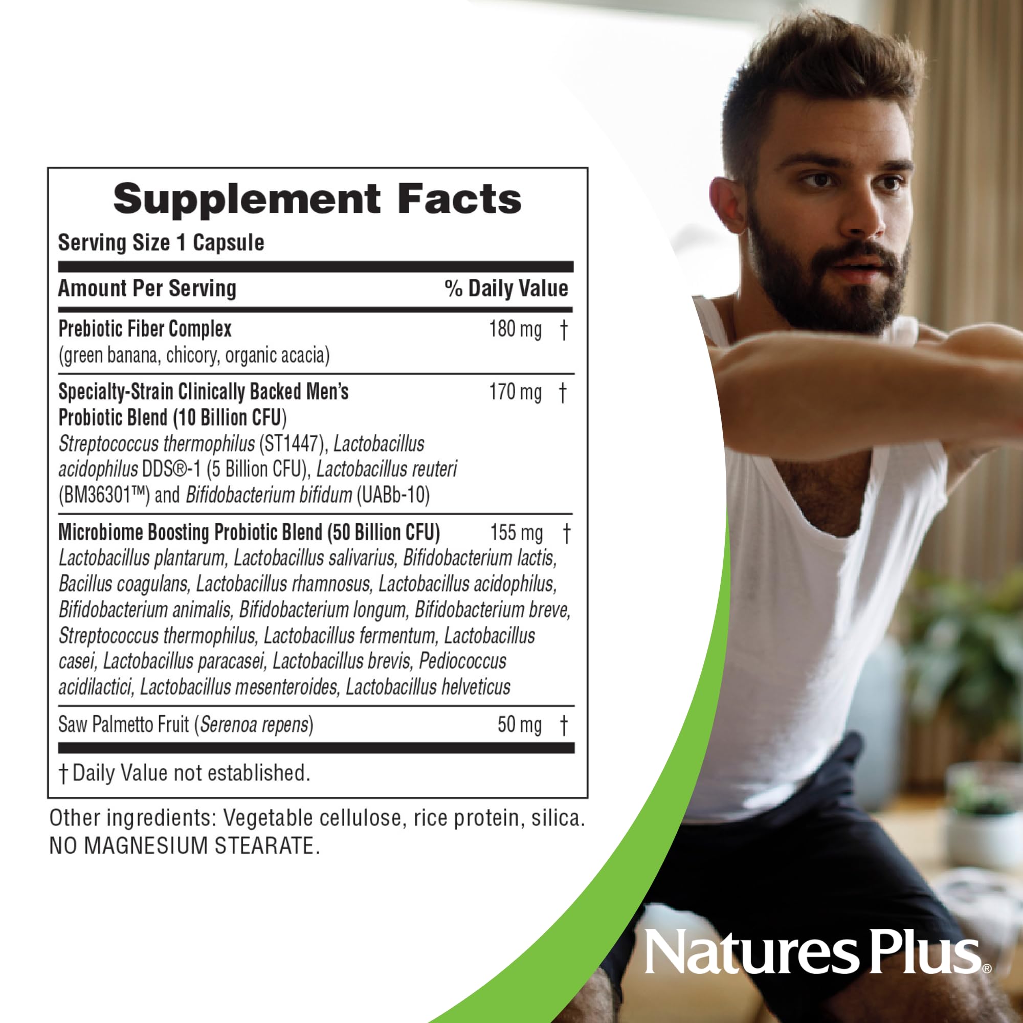 Nature's Plus GI Natural Probiótico Hombre: palma enana (serenoa repens) para bienestar prostático