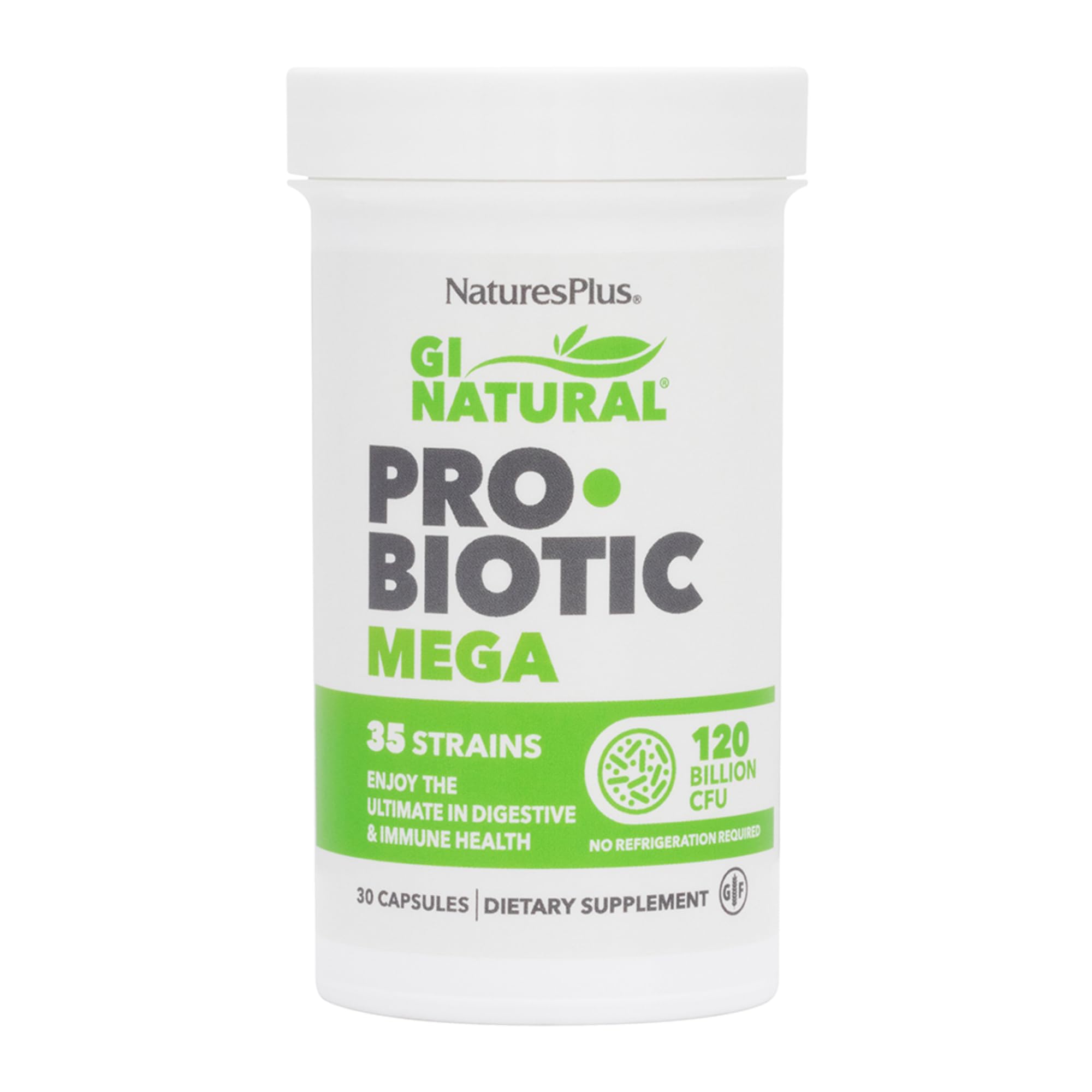 NaturesPlus GI Natural Probiotic Mega - botella frontal, posible apoyo digestivo
