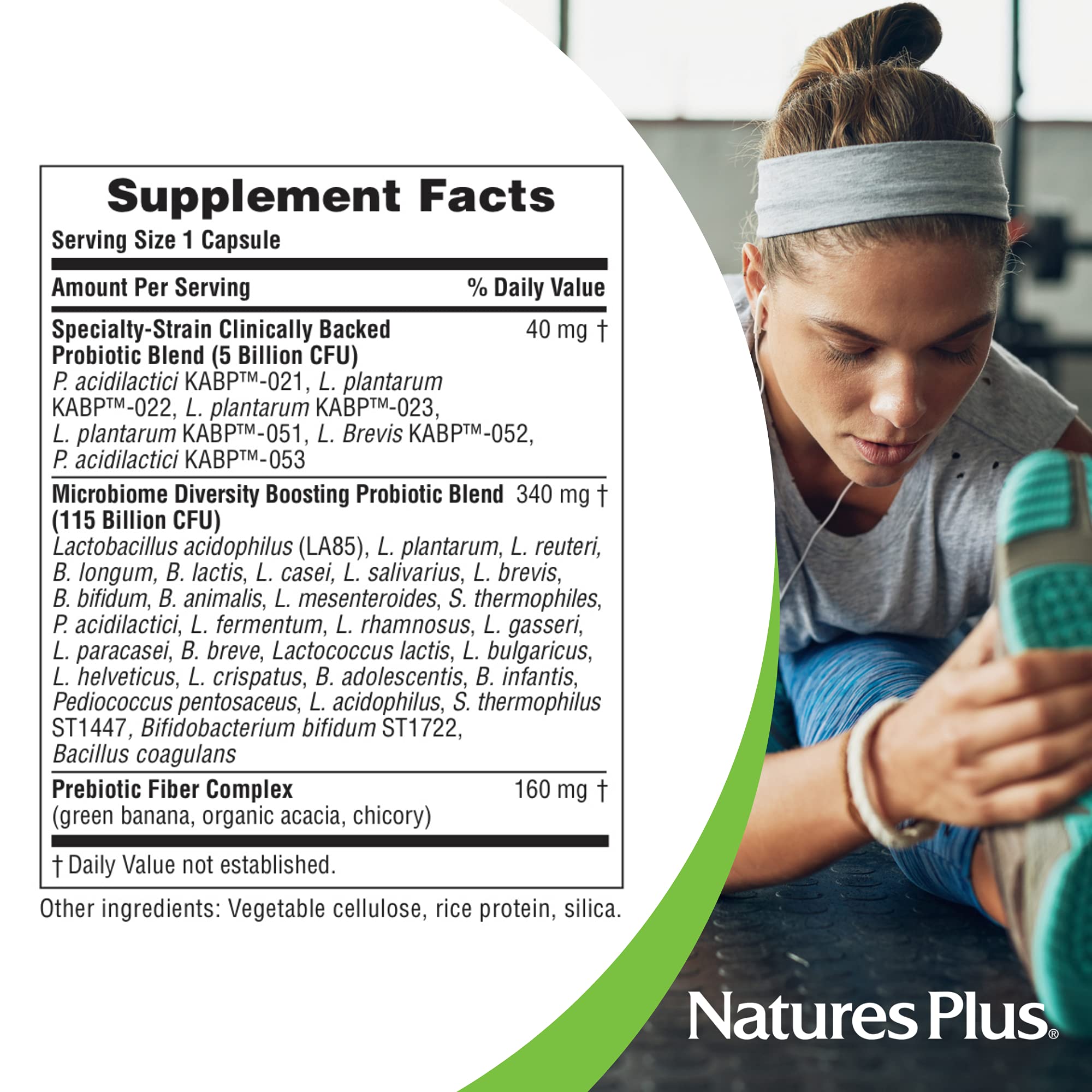 NaturesPlus GI Natural Probiotic Mega - etiqueta informativa con ingredientes