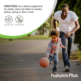 Tabletas masticables NaturesPlus GI Natural Reflux Ease para confort posprandial.